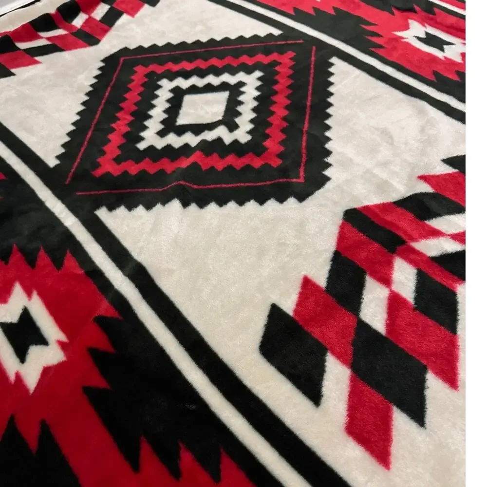 Southwest style Aztec Fleece Red Blanket 50X61